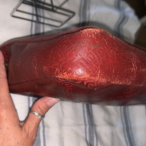 Yves Saint Laurent authentic leather YSL clutch bag, color (burgundy) - Picture 6 of 11